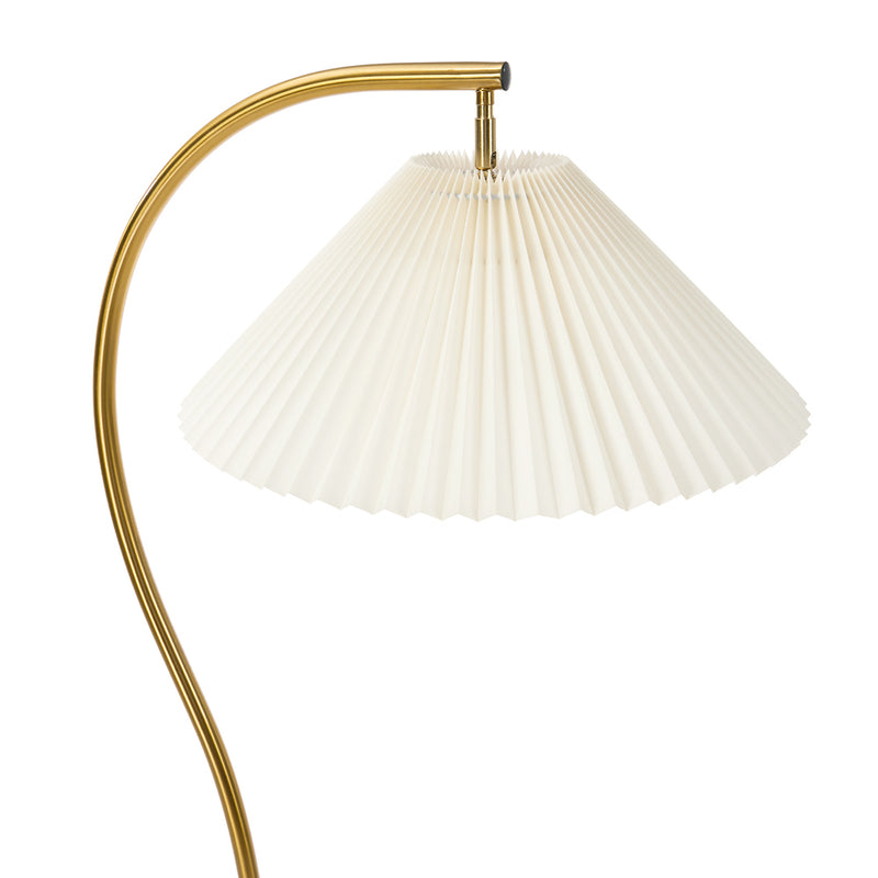 Oikiture Standing Floor Lamp Pleated Shade Metal Golden