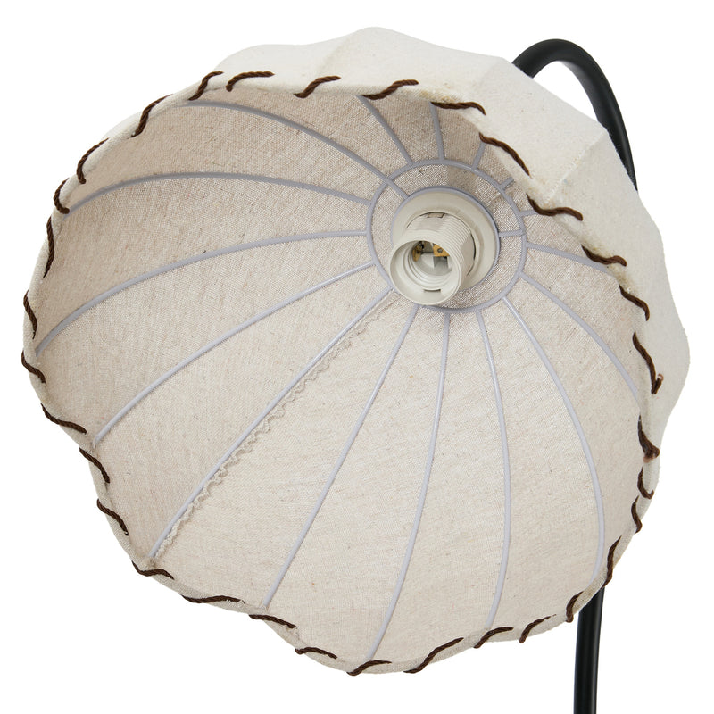 Oikiture Metal Floor Lamp Reading Lamp Fabric Shade w/Side Table