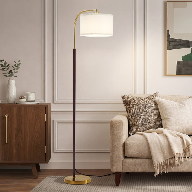 Oikiture Floor Lamp Metal Frame Plastic Shade Black & Gold