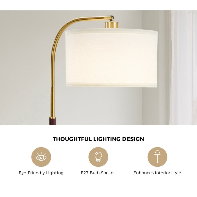 Oikiture Floor Lamp Metal Frame Plastic Shade Black & Gold