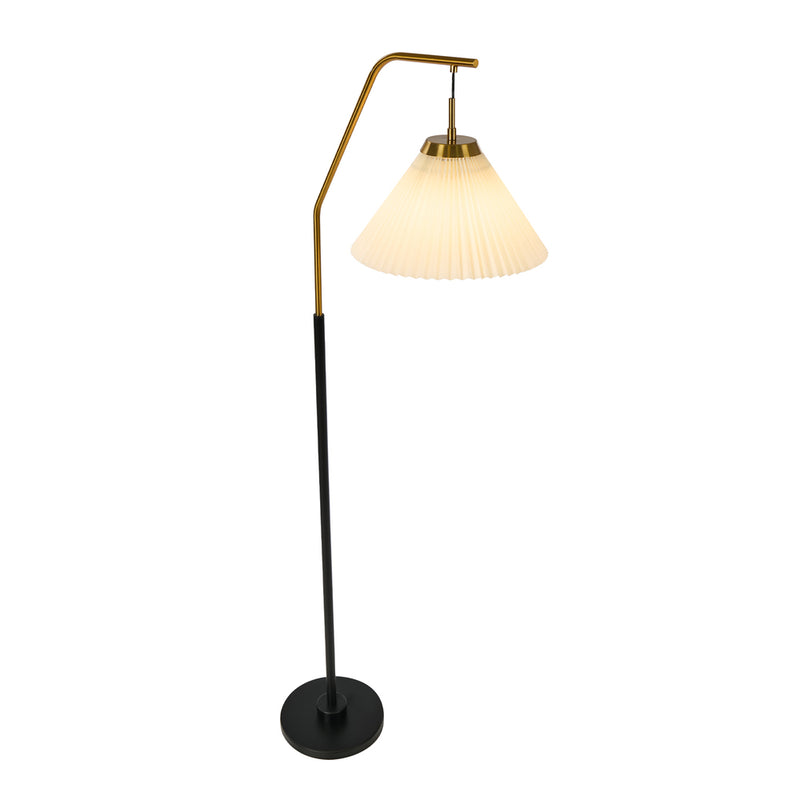 Oikiture Floor Lamp Arc Metal Frame Plastic Shade Black & Gold