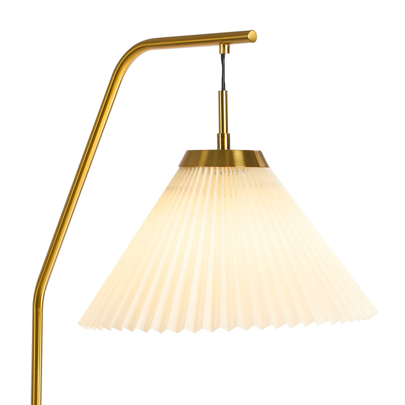Oikiture Floor Lamp Arc Metal Frame Plastic Shade Black & Gold