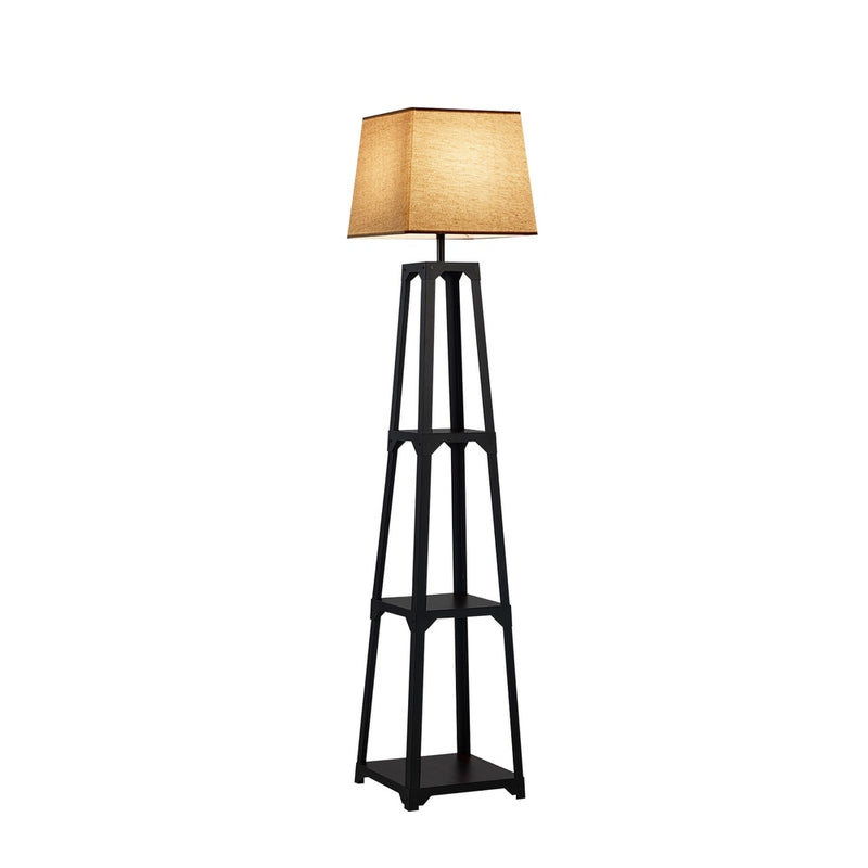 Oikiture Floor Lamps Fabric Shade Reading Light with Display Shelf