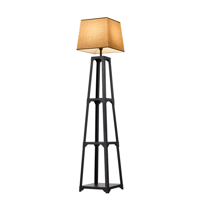Oikiture Floor Lamps Fabric Shade Reading Light with Display Shelf