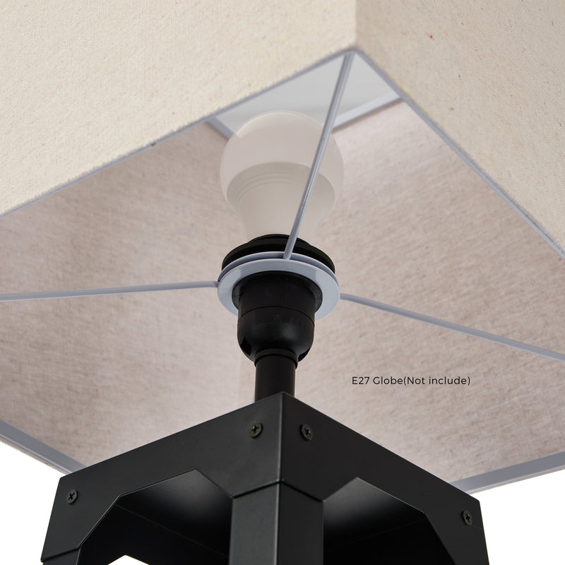 Oikiture Floor Lamps Fabric Shade Reading Light with Display Shelf