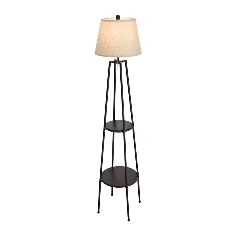 Oikiture Floor Lamps Fabric Shade Standing Lamp with Display Shelf