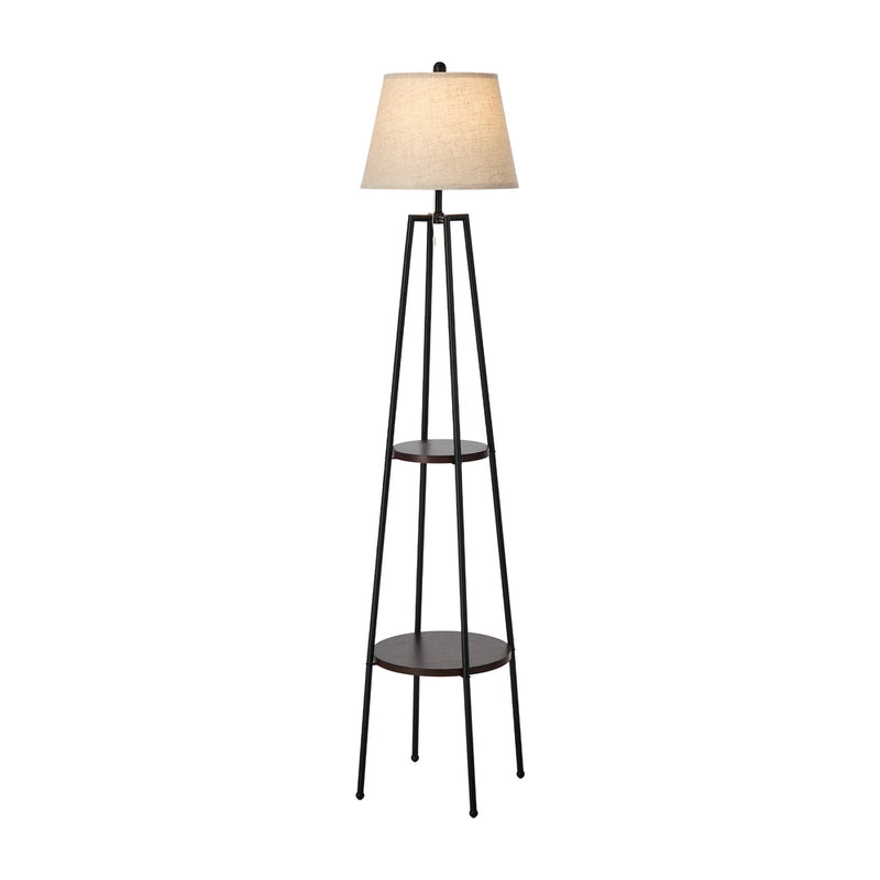 Oikiture Floor Lamps Fabric Shade Standing Lamp with Display Shelf