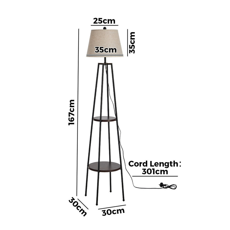 Oikiture Floor Lamps Fabric Shade Standing Lamp with Display Shelf