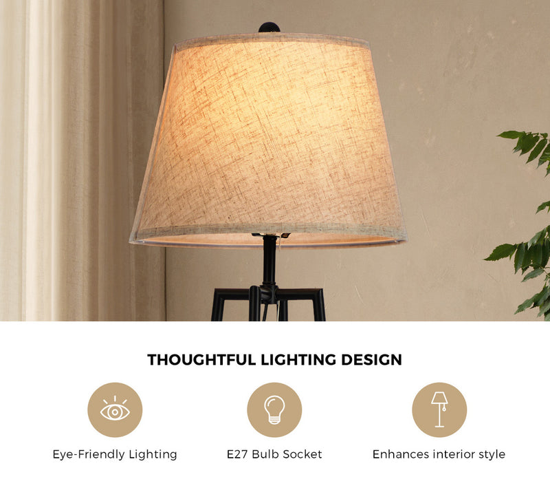 Oikiture Floor Lamps Fabric Shade Standing Lamp with Display Shelf