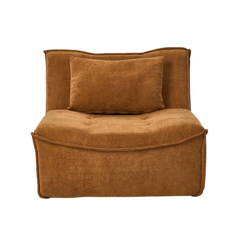 Oikiture Accent Chair Lazy Sofa Floor Couch Foam Pouffe Brown