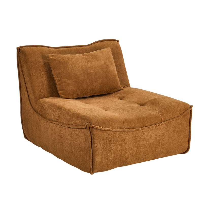 Oikiture Accent Chair Lazy Sofa Floor Couch Foam Pouffe Brown