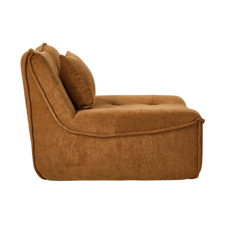 Oikiture Accent Chair Lazy Sofa Floor Couch Foam Pouffe Brown