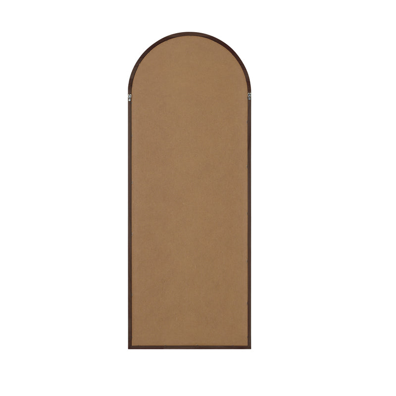 Oikiture Wooden Full Length Mirror 166x60cm Arched Floor Mirrors Brown