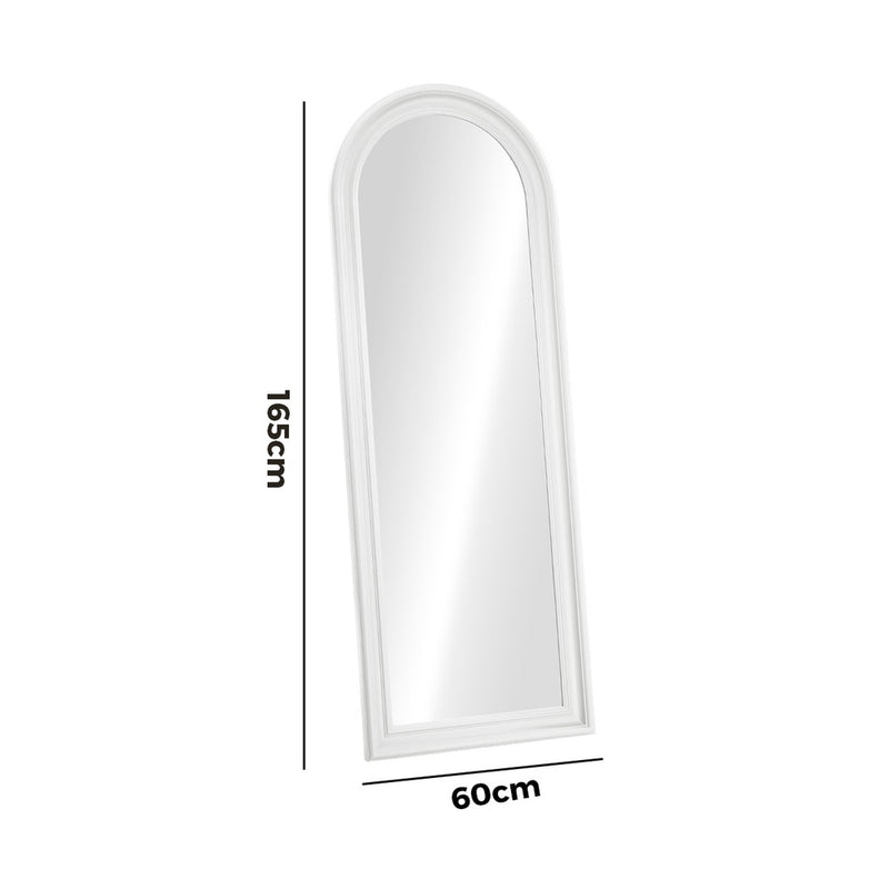Oikiture Full Length Mirror Elegance Arch 165x60cm White Wood