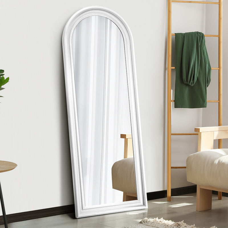 Oikiture Full Length Mirror Elegance Arch 165x60cm White Wood