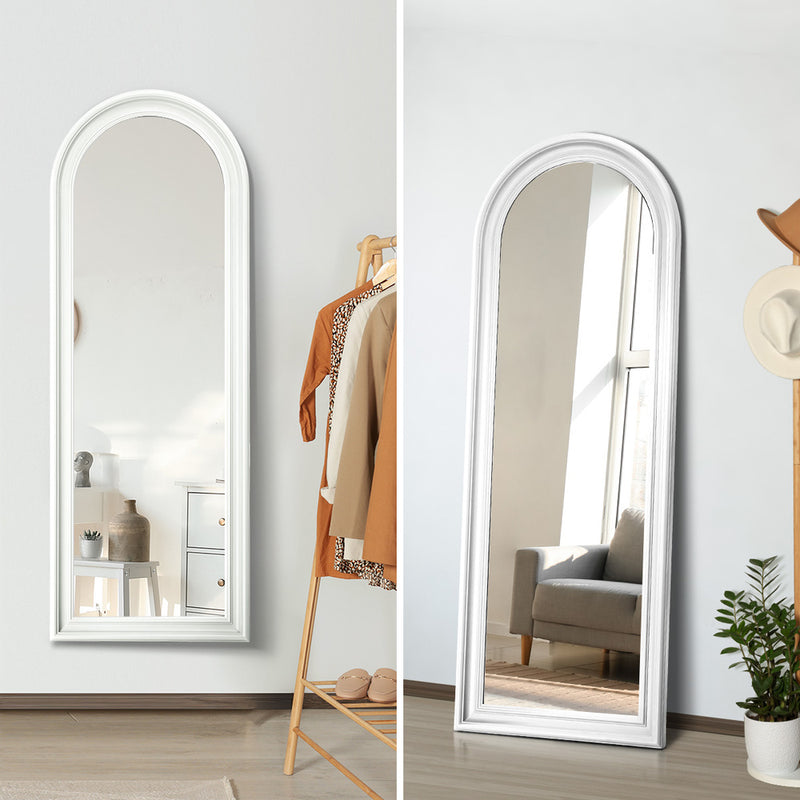 Oikiture Full Length Mirror Elegance Arch 165x60cm White Wood