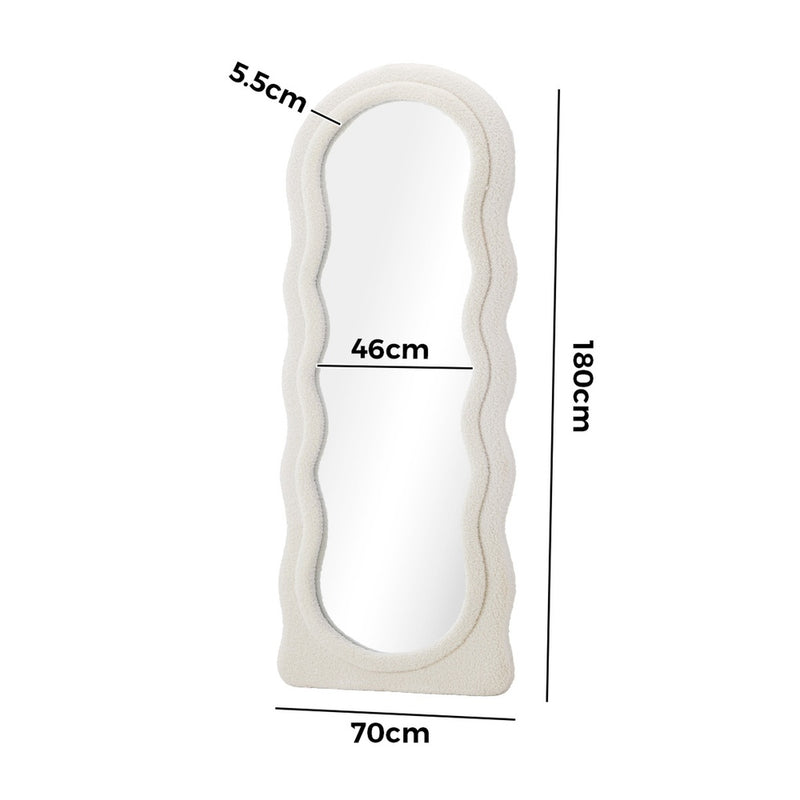 Oikiture Full Length Mirror 180cm Boucle Floor Mirrors Dressing Makeup