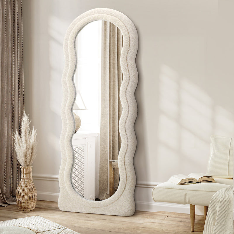Oikiture Full Length Mirror 180cm Boucle Floor Mirrors Dressing Makeup