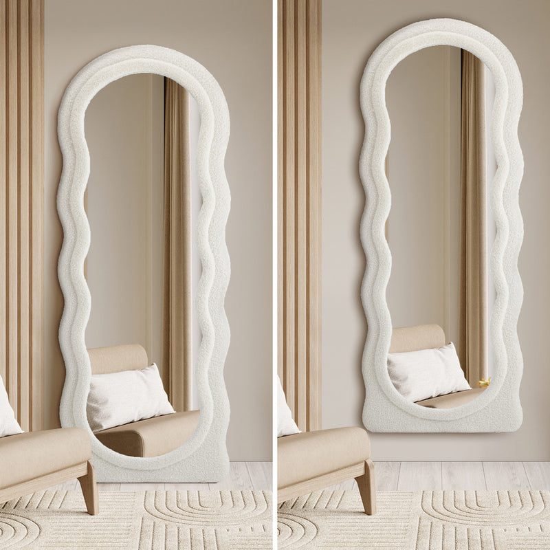 Oikiture Full Length Mirror 180cm Boucle Floor Mirrors Dressing Makeup