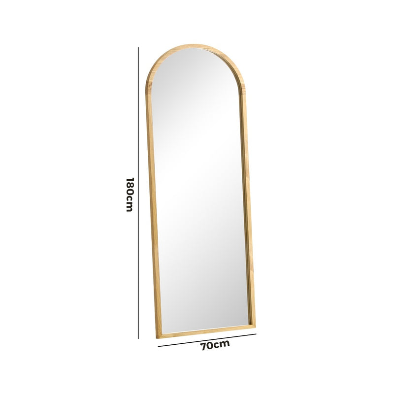 Oikiture Wooden Full Length Mirror 180x70cm Arched Floor Mirrors
