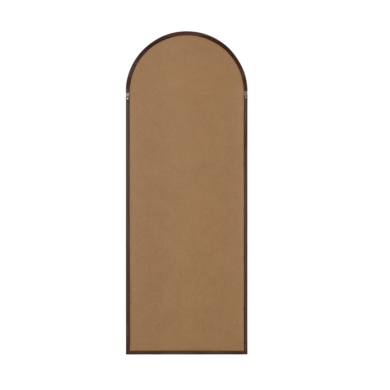 Oikiture Wooden Full Length Mirror 180x70cm Arched Floor Mirrors Brown