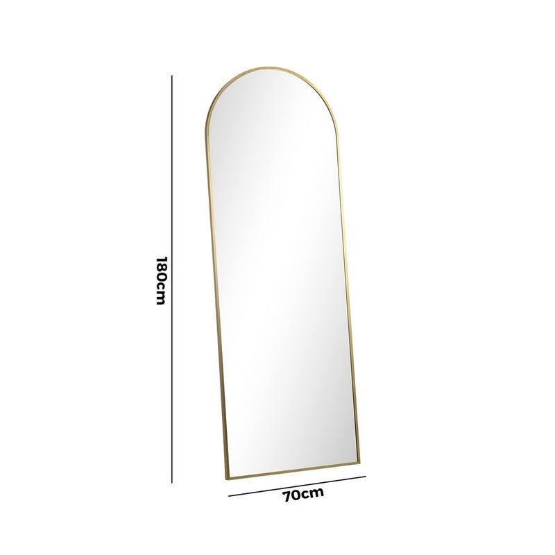 Oikiture 180x70cm Full Length Mirror Arched Floor Mirrors Gold