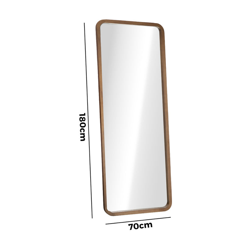 Oikiture Full Length Mirror 180x70cm Rectangle Dressing Mirrors Walnut