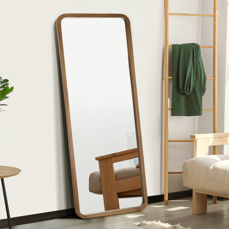 Oikiture Full Length Mirror 180x70cm Rectangle Dressing Mirrors Walnut