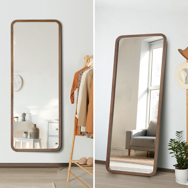 Oikiture Full Length Mirror 180x70cm Rectangle Dressing Mirrors Walnut