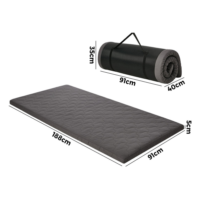 Bedra Roll Up Floor Mattress Portable Camping with Carry Handle Grey