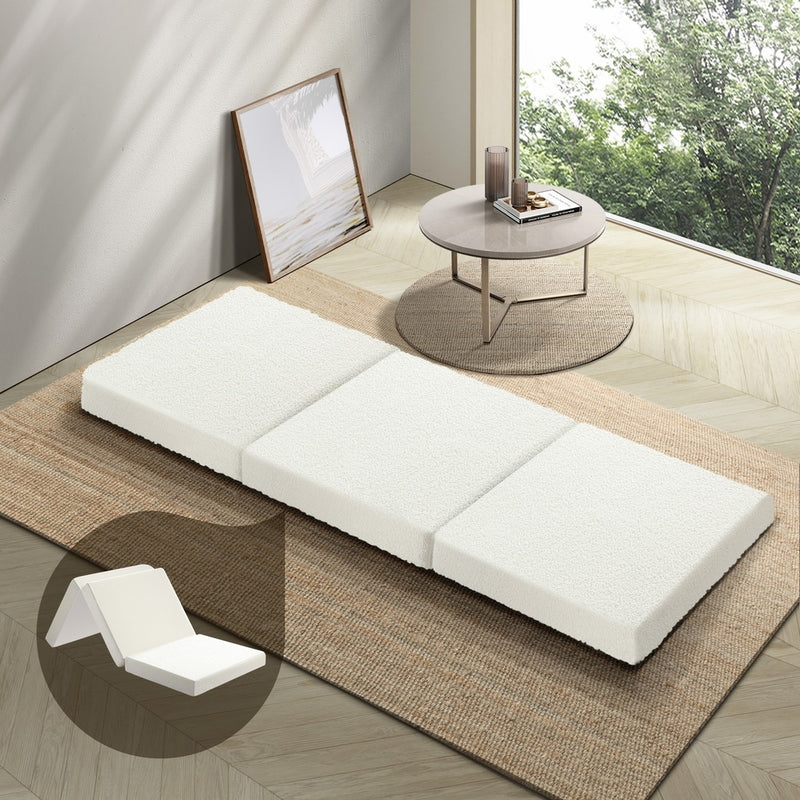 Bedra Folding Mattress Sherpa Fleece Foam 3-fold Single