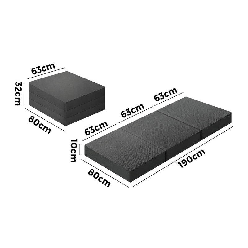 Bedra Folding Mattress Portable Single Sofa Foam Bed Grey