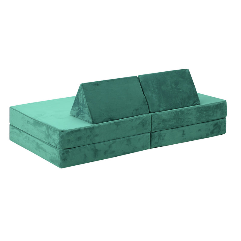 Oikiture 4Pcs Kids Play Couch Modular Lounge Cushion Green