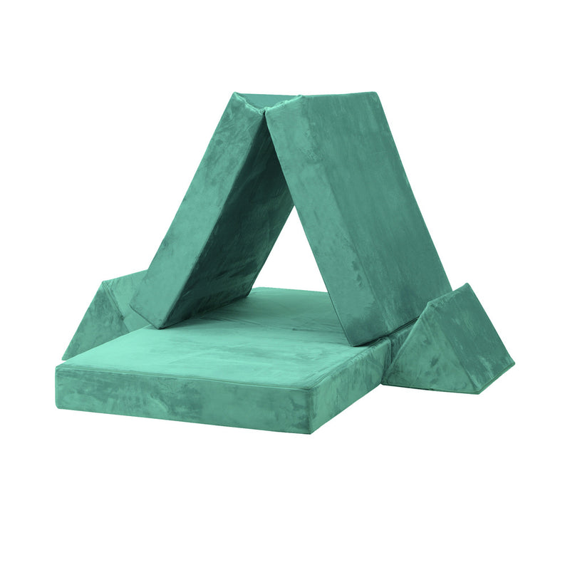 Oikiture 4Pcs Kids Play Couch Modular Lounge Cushion Green