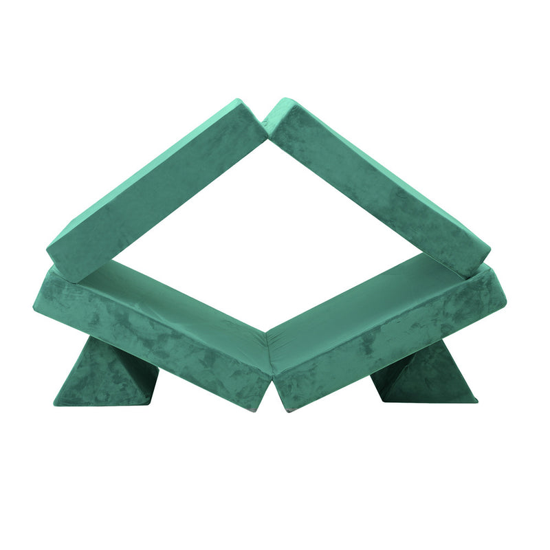 Oikiture 4Pcs Kids Play Couch Modular Lounge Cushion Green