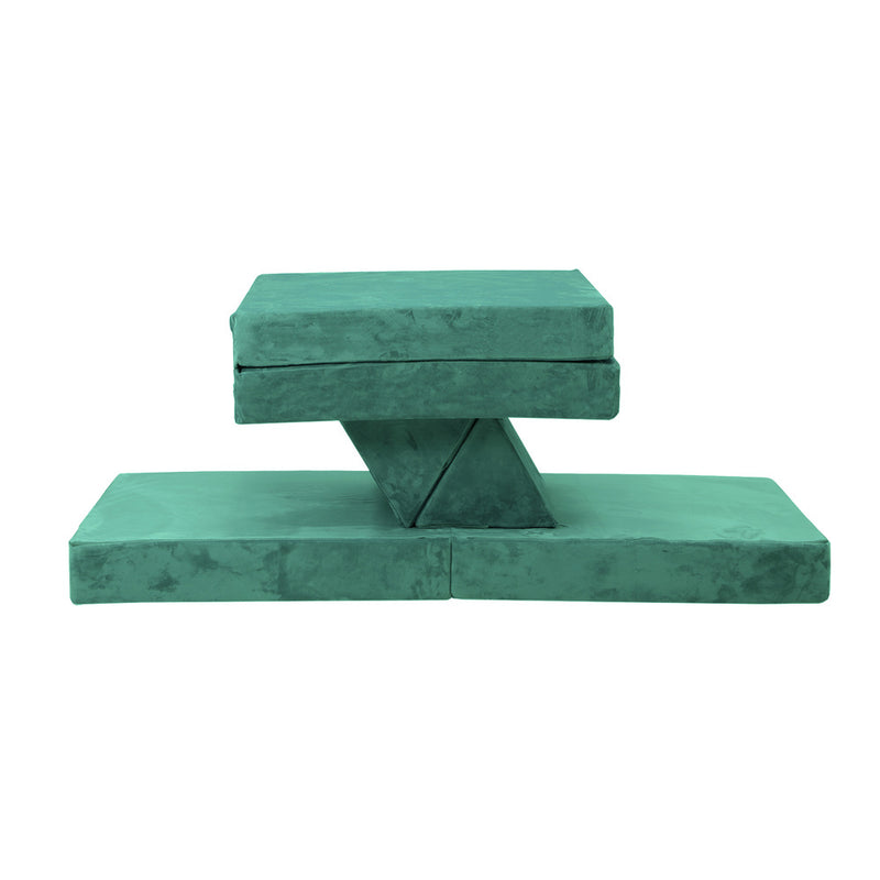 Oikiture 4Pcs Kids Play Couch Modular Lounge Cushion Green