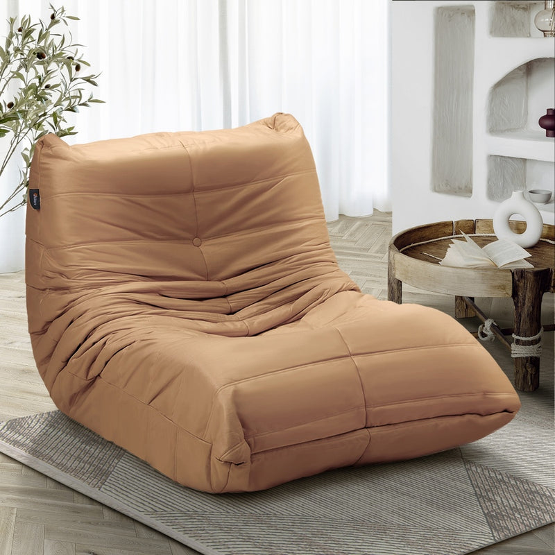 Oikiture Floor Sofa Lazy Couch Brown Polyester
