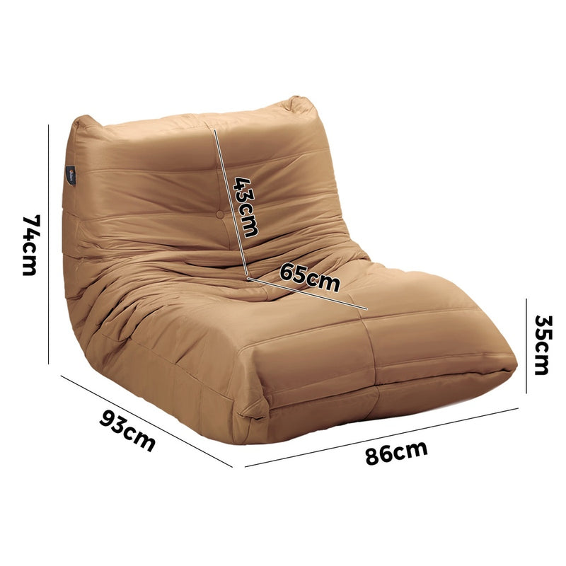 Oikiture Floor Sofa Lazy Couch Brown Polyester