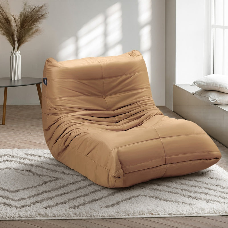 Oikiture Floor Sofa Lazy Couch Brown Polyester