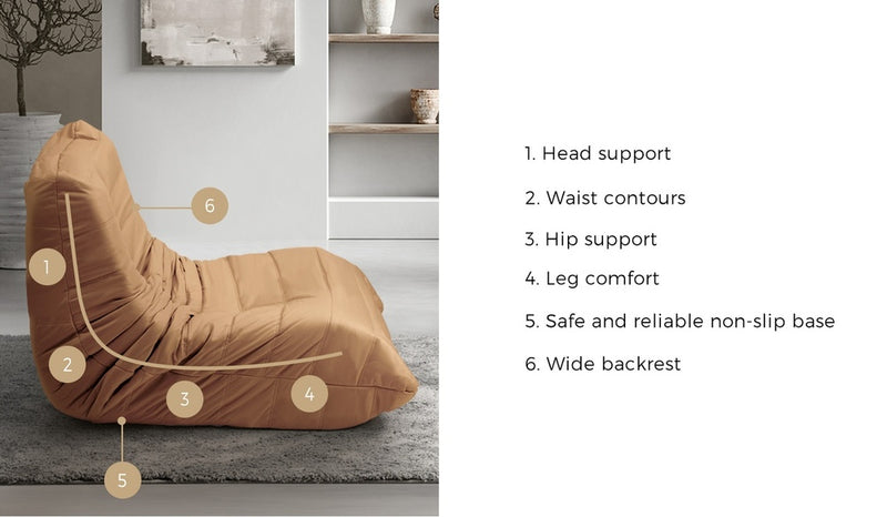 Oikiture Floor Sofa Lazy Couch Brown Polyester