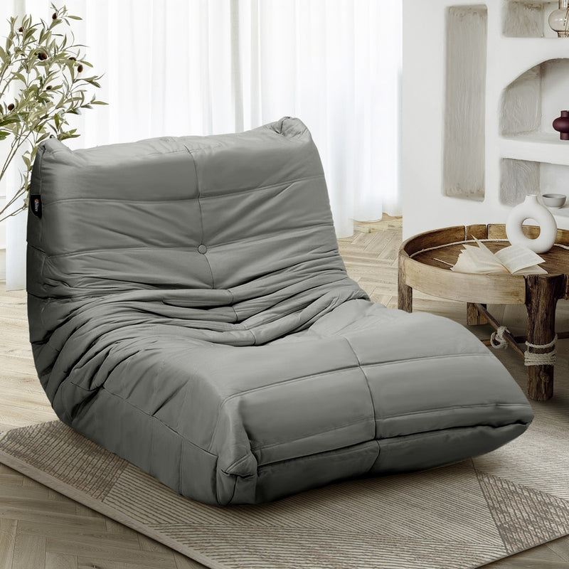 Oikiture Floor Sofa Lazy Couch Grey Polyester