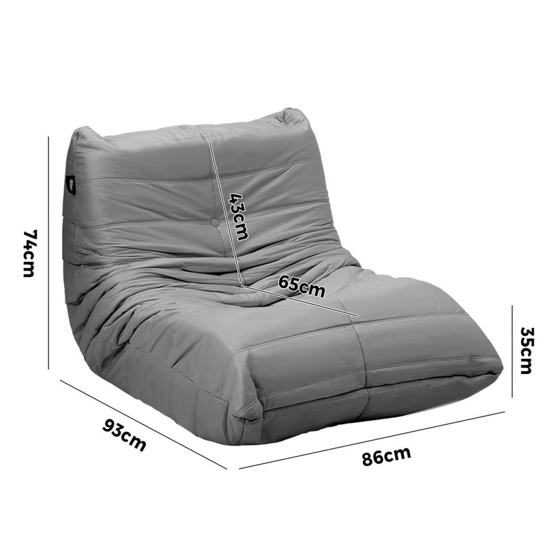 Oikiture Floor Sofa Lazy Couch Grey Polyester