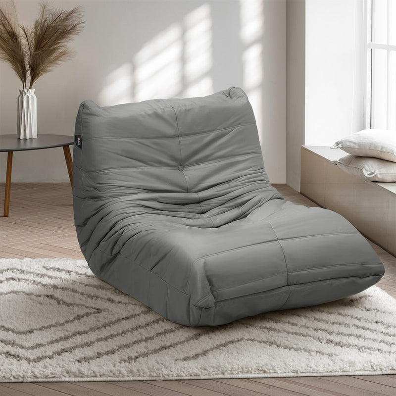 Oikiture Floor Sofa Lazy Couch Grey Polyester