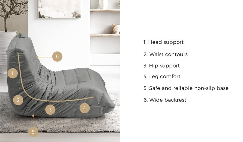 Oikiture Floor Sofa Lazy Couch Grey Polyester