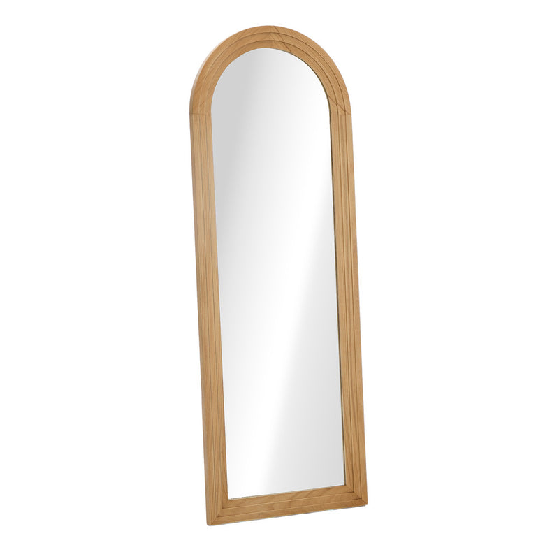 Oikiture Full Length Arch Mirror 165x60cm Natural Wood Wall Mounted