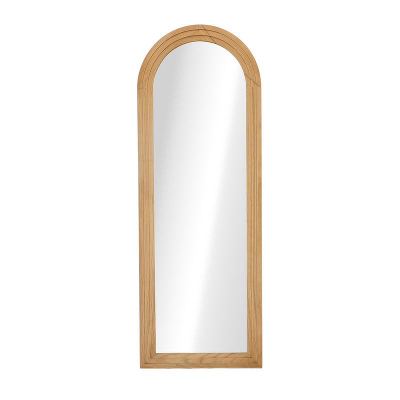Oikiture Full Length Arch Mirror 165x60cm Natural Wood Wall Mounted