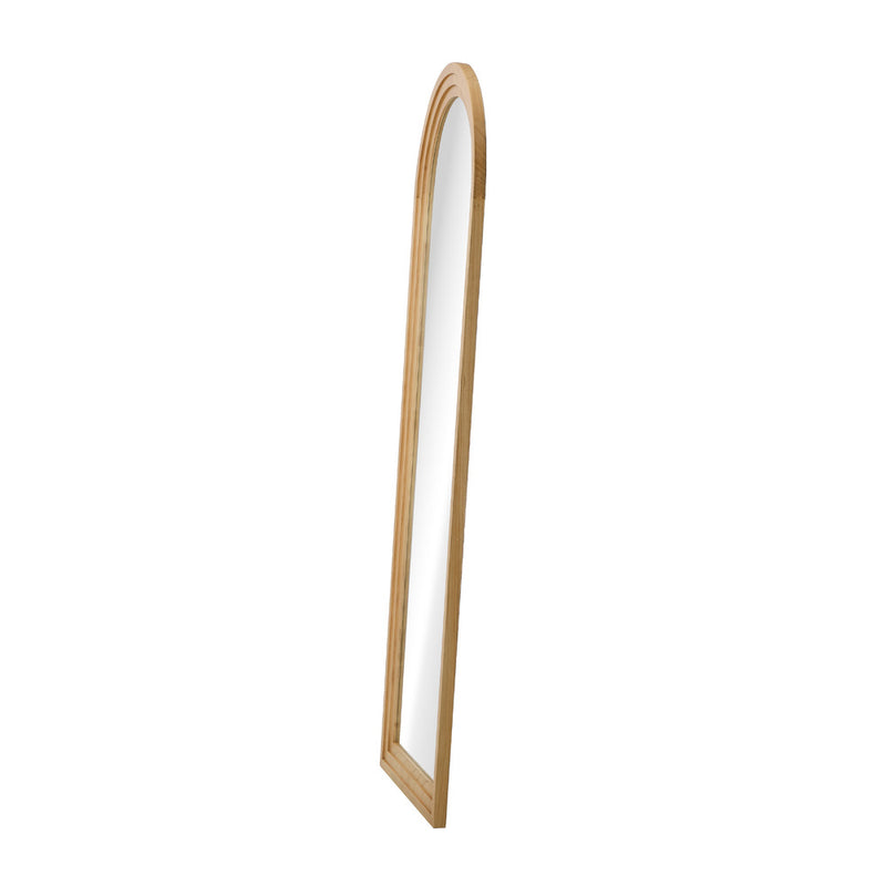 Oikiture Full Length Arch Mirror 165x60cm Natural Wood Wall Mounted