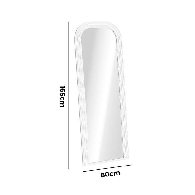 Oikiture Full Length Arch Mirror 165x60cm White Wood Top Round Corner