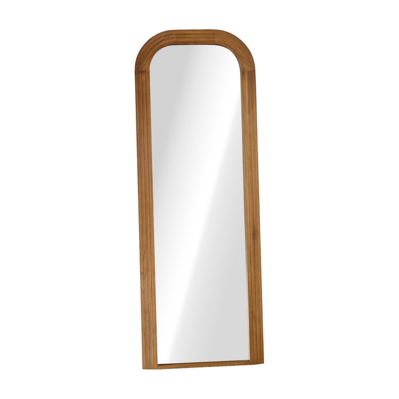 Oikiture Full Length Arch Mirror 165x60cm Brown Wood Top Round Corner