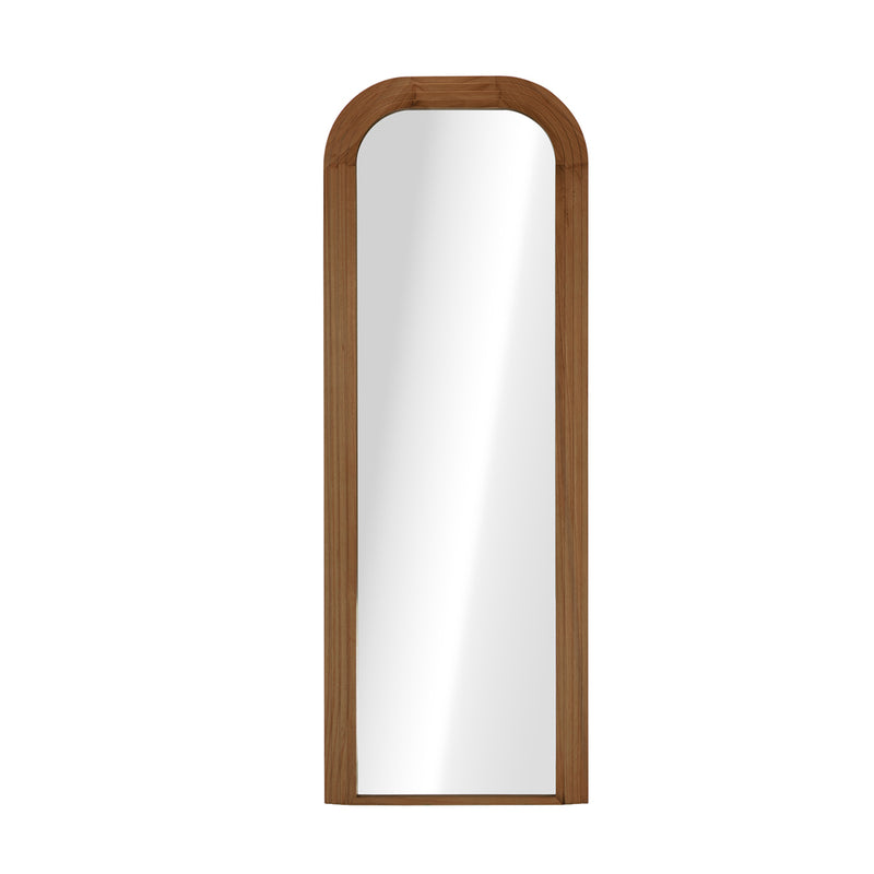 Oikiture Full Length Arch Mirror 165x60cm Brown Wood Top Round Corner
